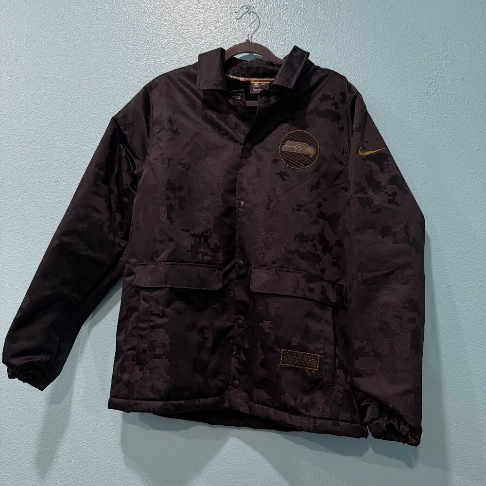 NFL Onfield Apparel Seahawks Veterans Button Up Jacket Men Size Large